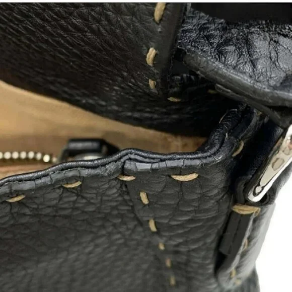 FENDI Black Leather Messenger Bag - Picture 4 of 16